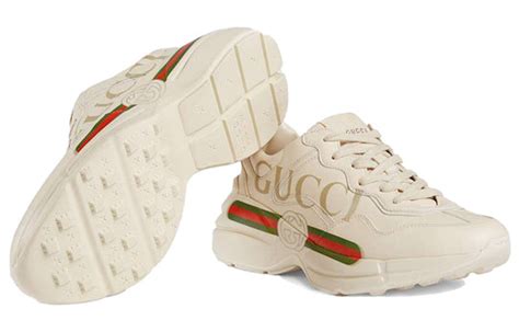 528892 gucci|36 Gucci Logo Leather Sneakers 528892 Beige .